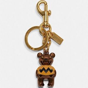 NWT COACH X Peanuts Charlie Brown Bear Charm Keychain for Bag